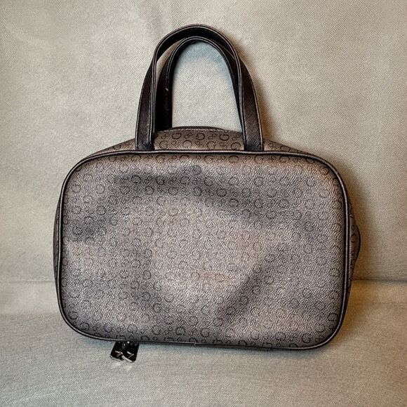 GUESS Hanging Toiletry/Cosmetic/Travel Bag Vintage Style Black Guess Logo Purse - Picture 2 of 15
